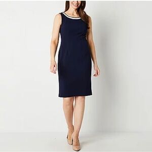 Maya Brooke Sleeveless Collar Pearl Black Dress    Size 8